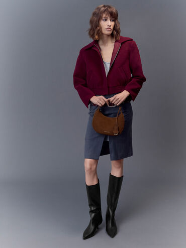 Vega Faux Suede Hobo Bag, Pecan Brown, hi-res