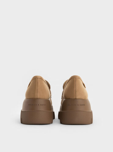 Leoi Faux Suede Platform Penny Loafers, Camel, hi-res
