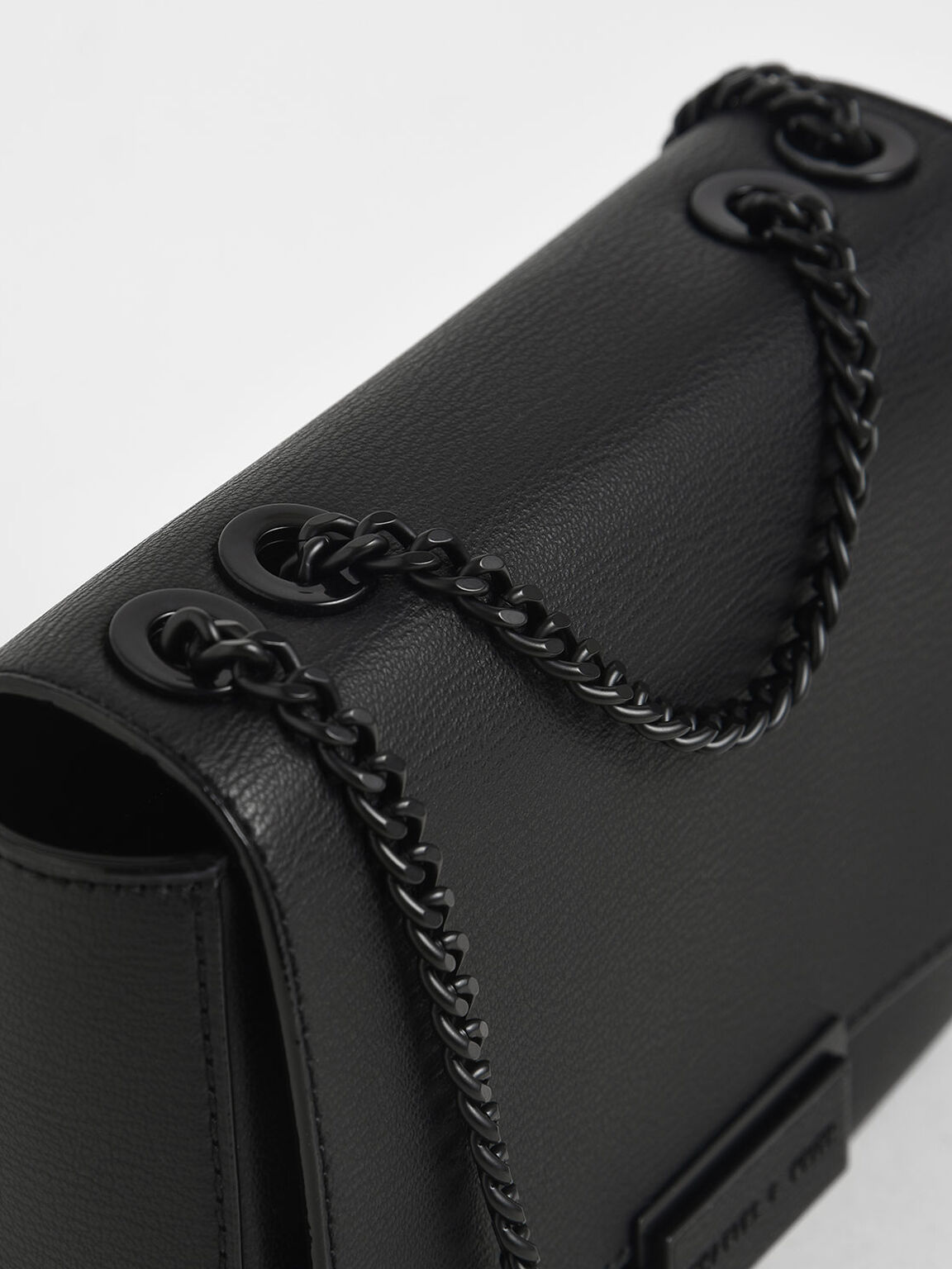Double Chain Link Crossbody Bag, Ultra-Matte Black, hi-res