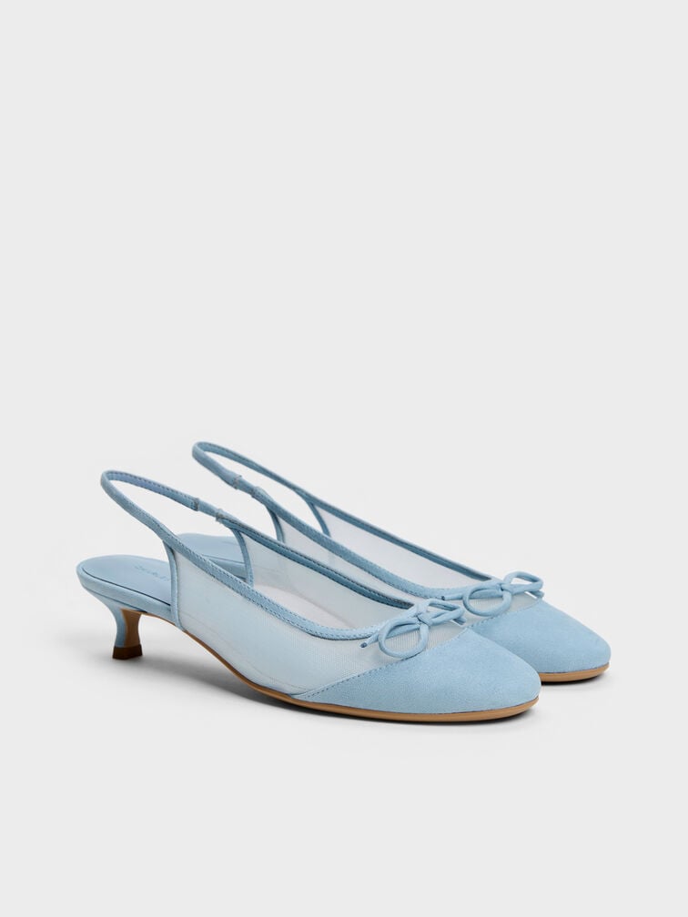 Sepatu Pumps Mesh Bow Slingback Mulligan, Light Blue, hi-res