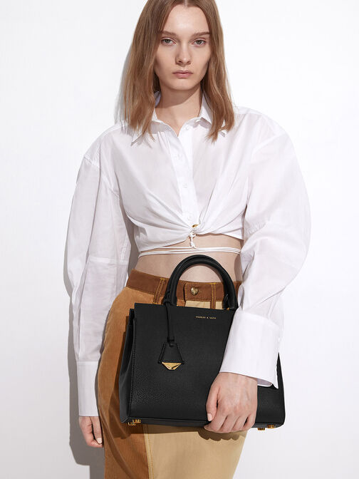 Mirabelle Structured Handbag, Black, hi-res