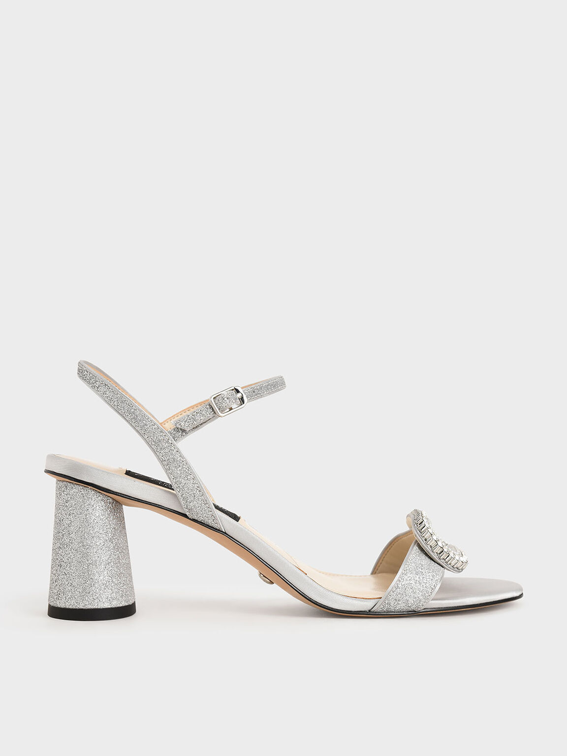Wedding Collection: Glitter Embellished Heeled Sandals, Silver, hi-res