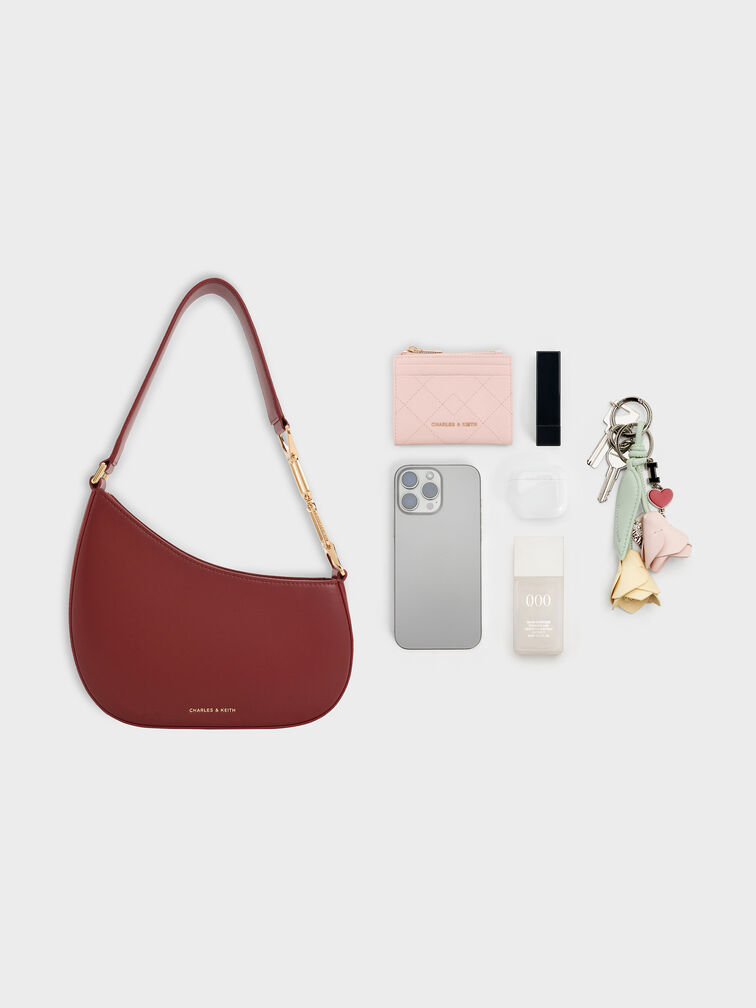 Tas Bahu Chain-Accent Agatha, Burgundy, hi-res