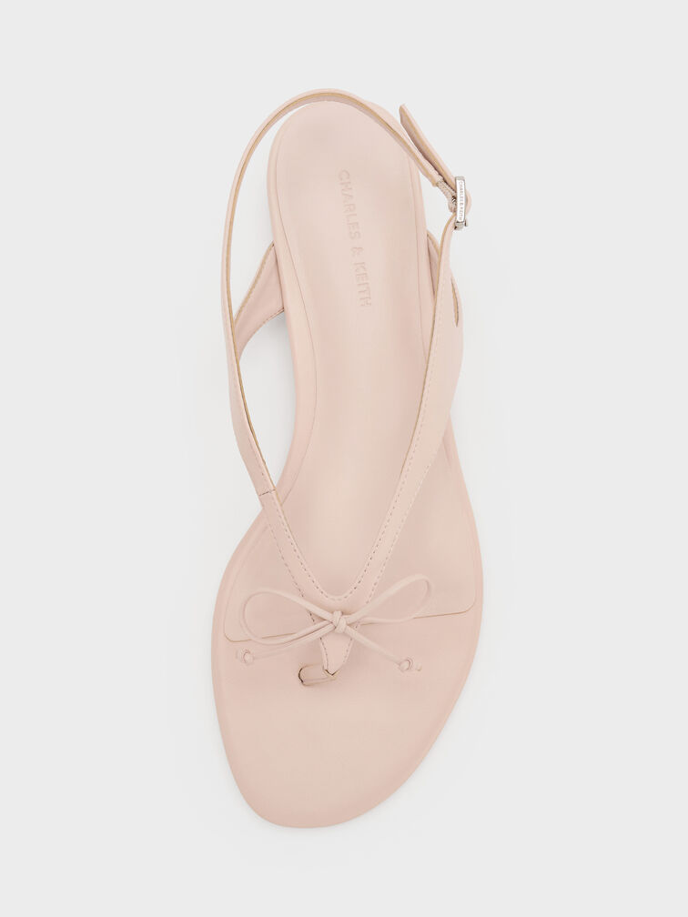 Sandal Thong Slingbacks Bow, Nude, hi-res
