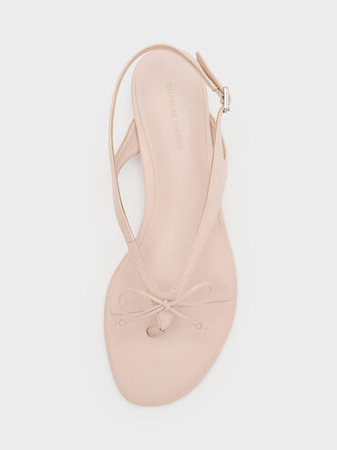 Sandal Thong Slingbacks Bow, Nude, hi-res