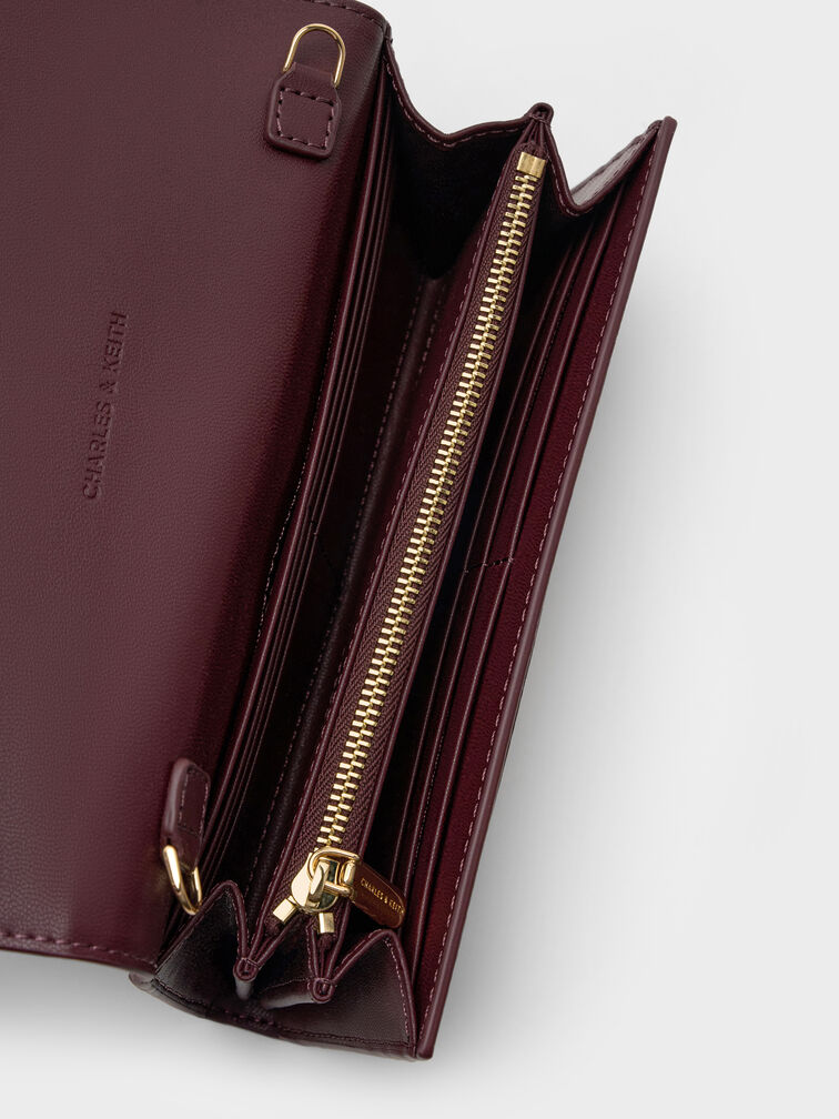 Dompet on-chain Behn Metallic Accent, Wineberry Red, hi-res