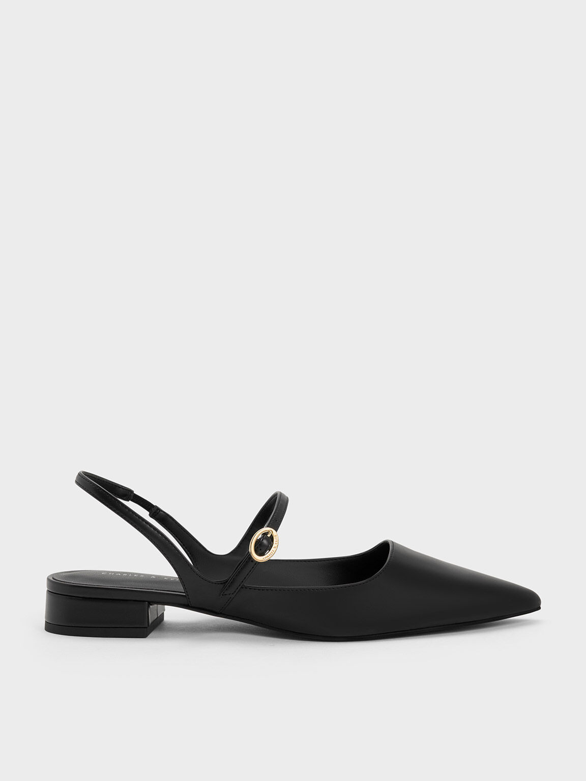 Sepatu Flats Slingback Mary Jane, Black, hi-res