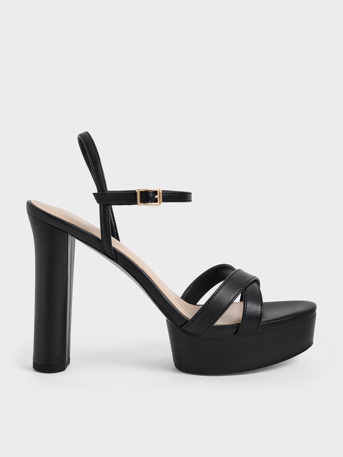 Clover Black Strap Heeled Sandals | PrettyLittleThing