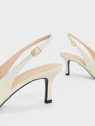 Leslie Metallic-Accent Slingback Pumps, Chalk, hi-res
