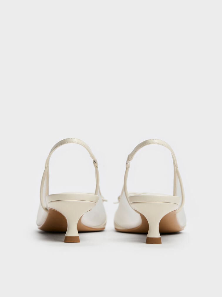 Sepatu Pumps Mesh Bow Slingback Mulligan, Chalk, hi-res