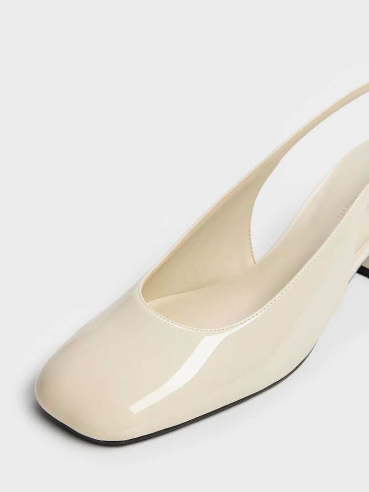 Danni Patent Slingback Pumps, Chalk, hi-res