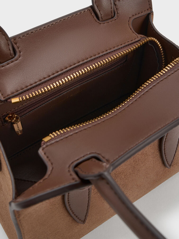 Tas Tote Trapeze Structured Allyn Recycled Suede, Mocha Brown, hi-res