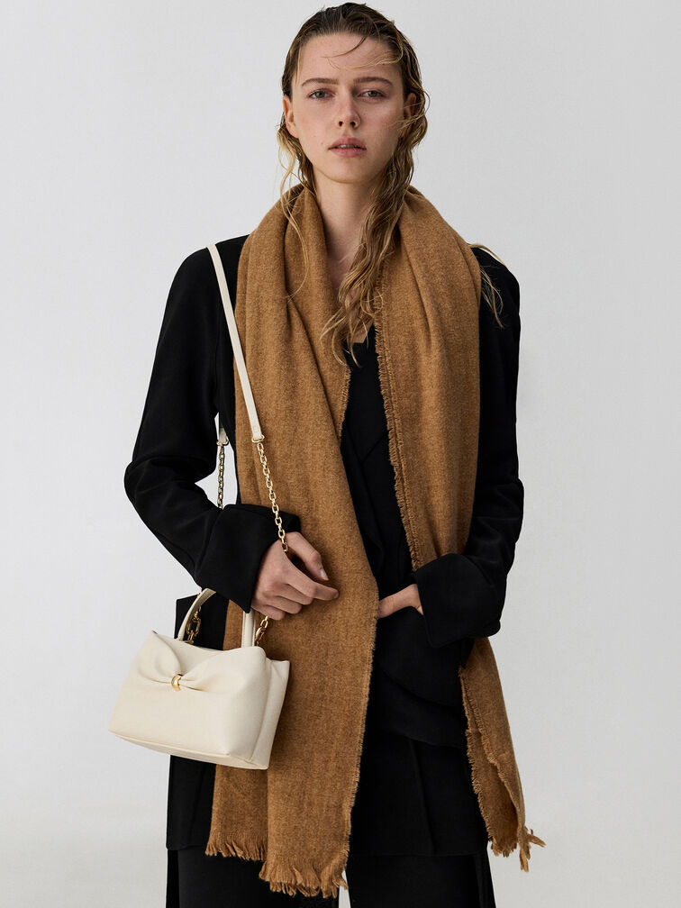 Tas Top Handle Ruched Halsey, Cream, hi-res