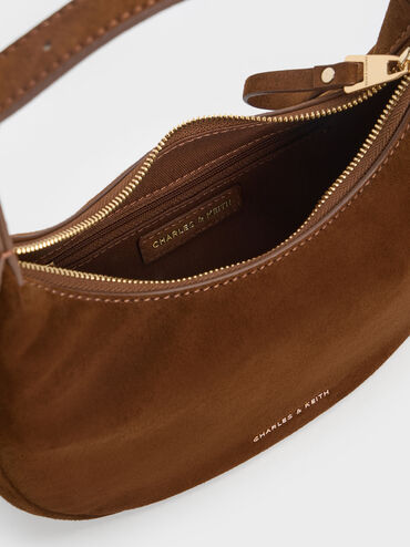 Vega Faux Suede Hobo Bag, Pecan Brown, hi-res