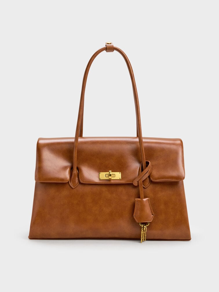 Kerry Trapeze Tote Bag, Distressed Tan, hi-res