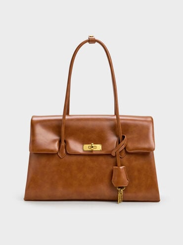 Kerry Trapeze Tote Bag, Distressed Tan, hi-res