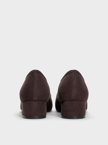 Barbara Faux Suede Pearl-Embellished Bow Ballet Pumps, Dark Brown Textured, hi-res