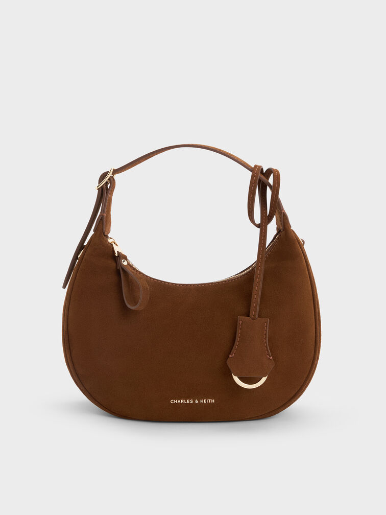 Vega Faux Suede Hobo Bag, Pecan Brown, hi-res