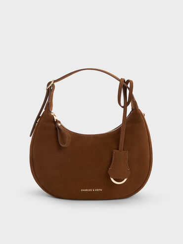 Vega Faux Suede Hobo Bag, Pecan Brown, hi-res