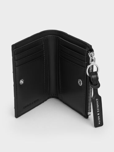 Dompet Kecil Top-Zip Ivette Woven, Noir, hi-res