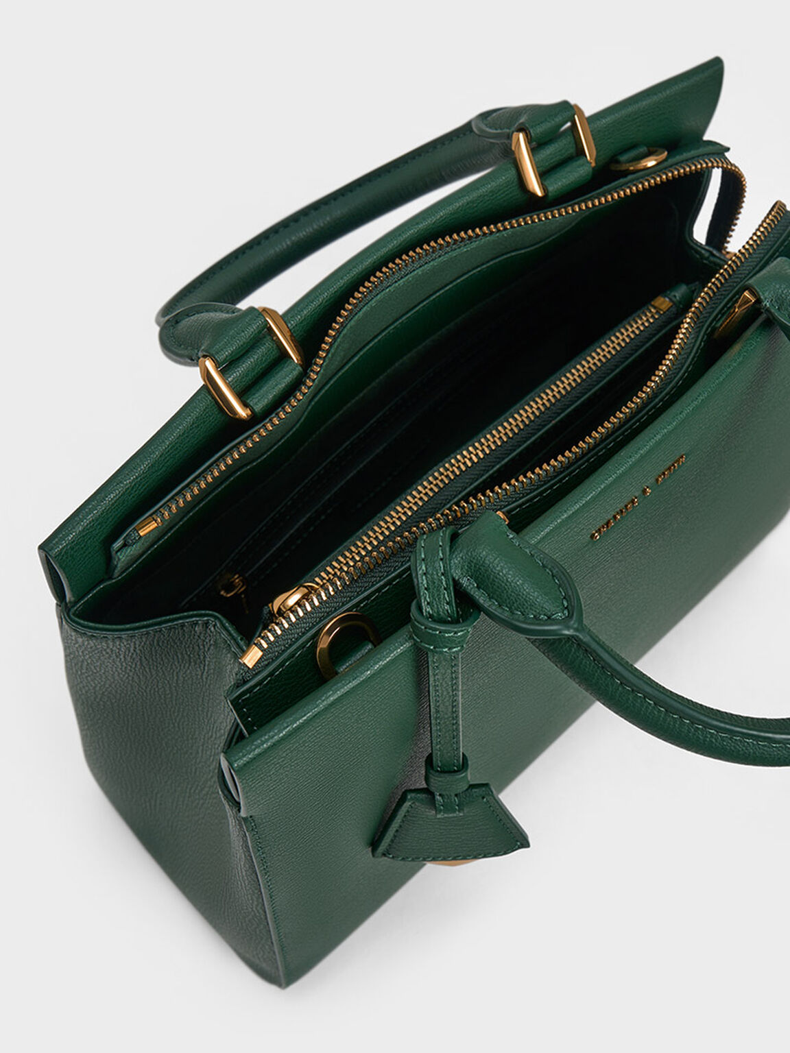 Mirabelle Structured Handbag, Dark Green, hi-res