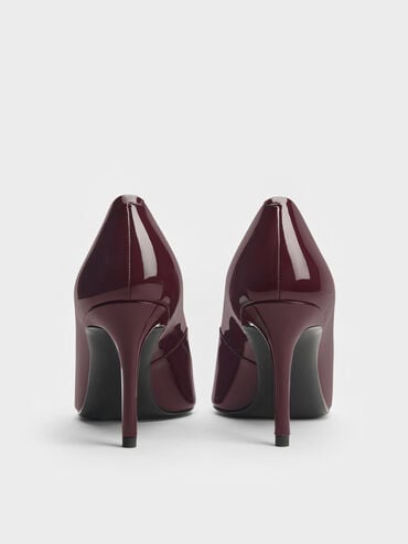 Sepatu Pumps Stiletto Toe Patent Emmy Pointed, Burgundy, hi-res