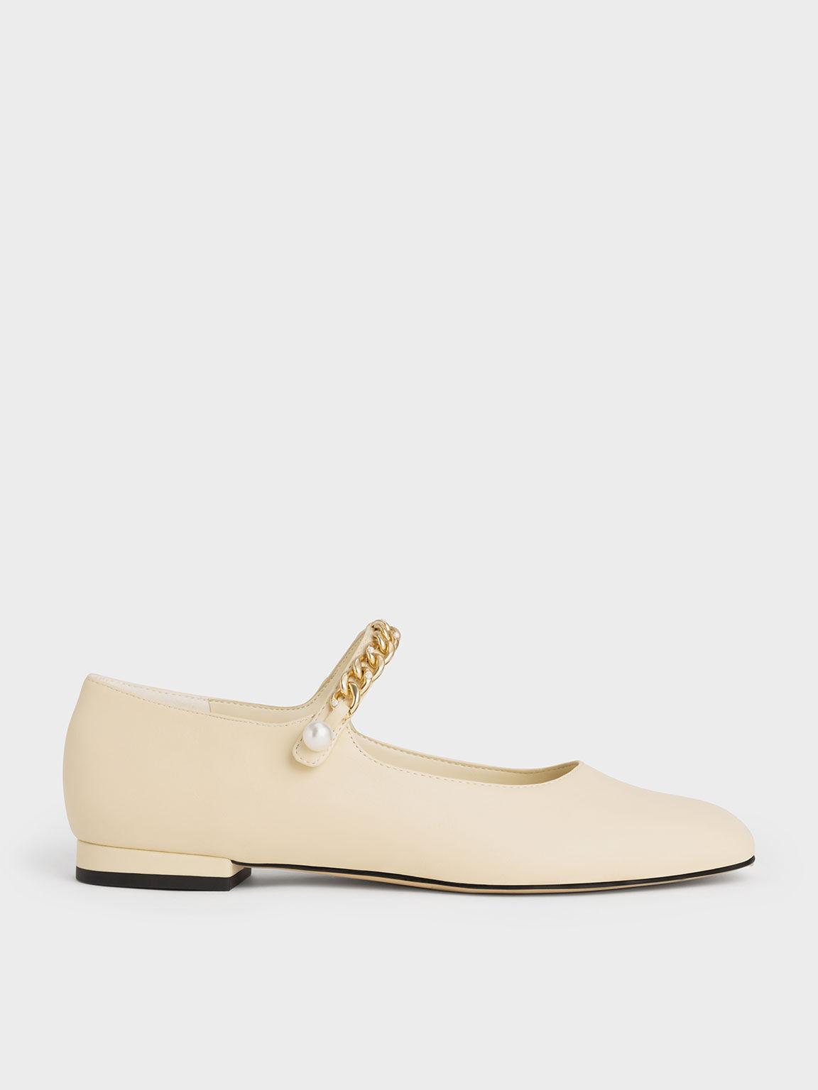 Chalk Sepatu Flats Beaded Chain-Link 