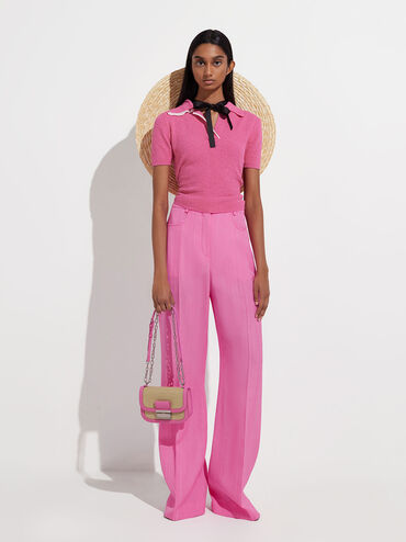 Charlot Raffia Chain Strap Bag, Pink, hi-res