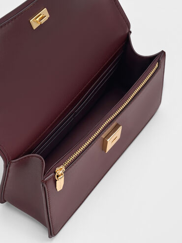 Tas Top Handle Belted Arlet, Wineberry Red, hi-res