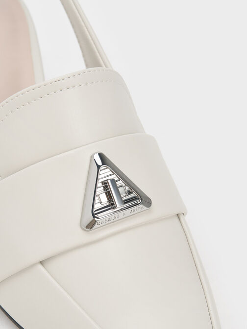 Sepatu Slingback Pumps Trice Metallic Accent Pointed-Toe, Chalk, hi-res