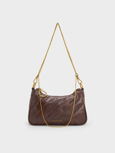 Philomena Crinkle-Effect Chain-Strap Crossbody Bag, Distressed Coffee, hi-res