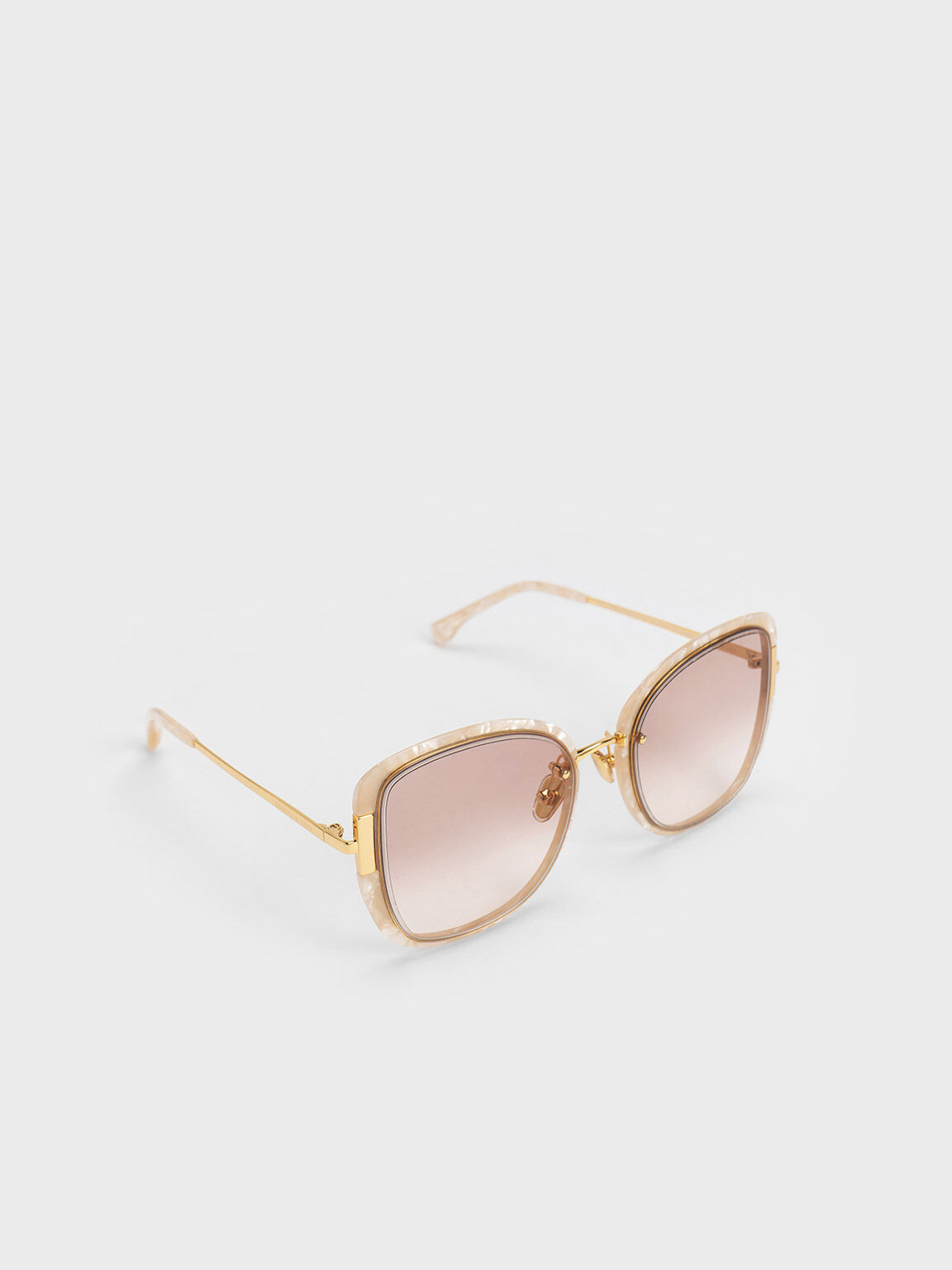 Acetate Butterfly Sunglasses, Peach, hi-res