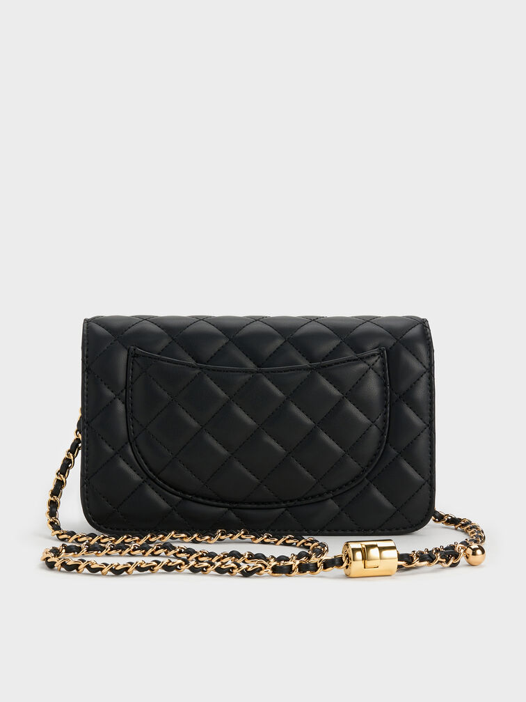 Clucth Push-Lock Cressida Quilted, Black, hi-res