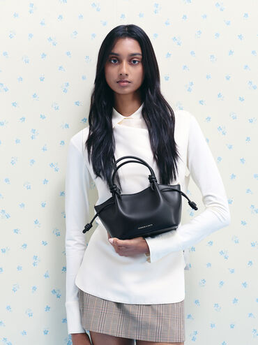 Tas Tote Knotted-Handle Sammie, Black, hi-res