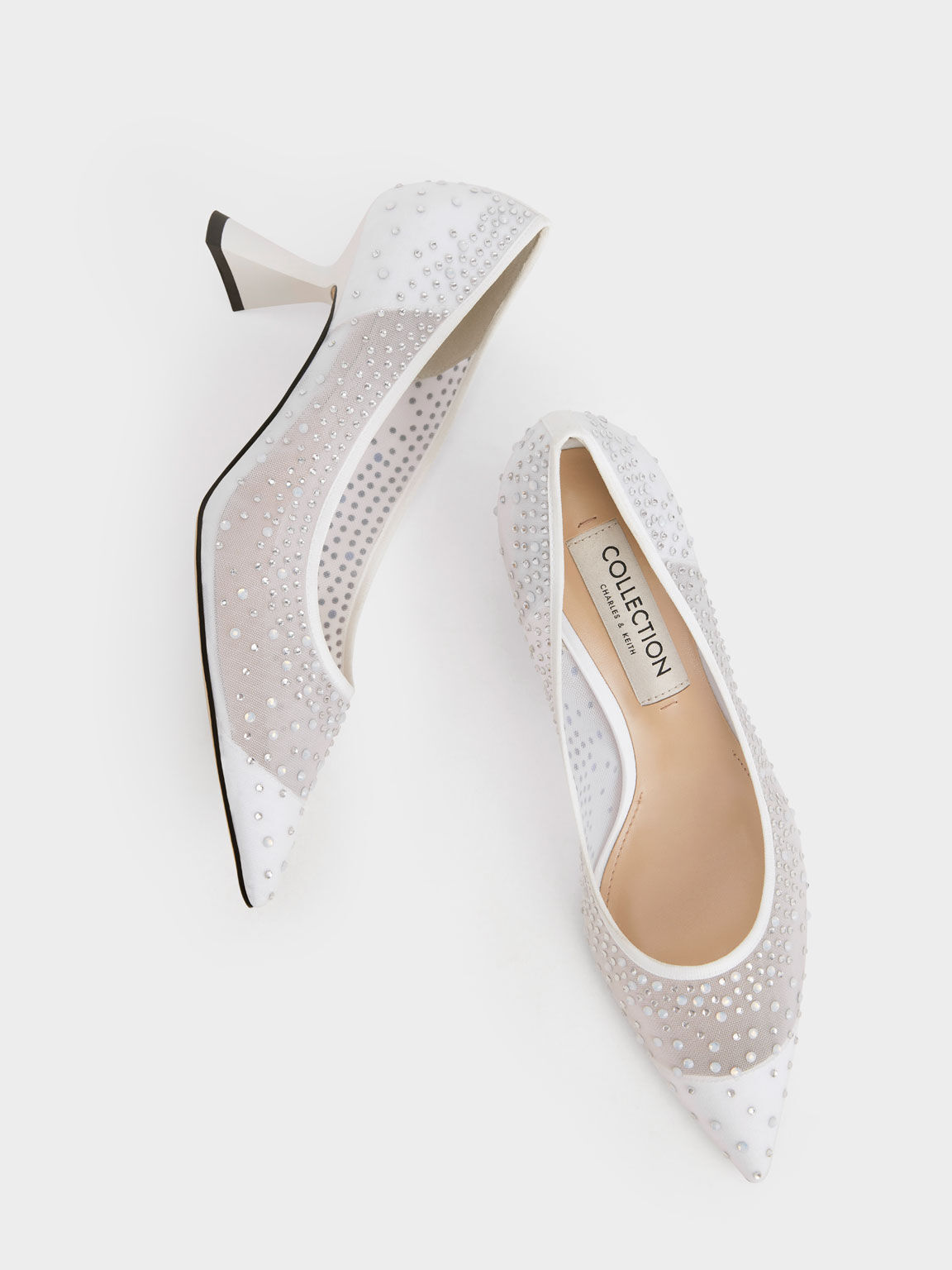 The Bridal Collection: Sandal Blythe Mesh & Satin Embellished, White, hi-res