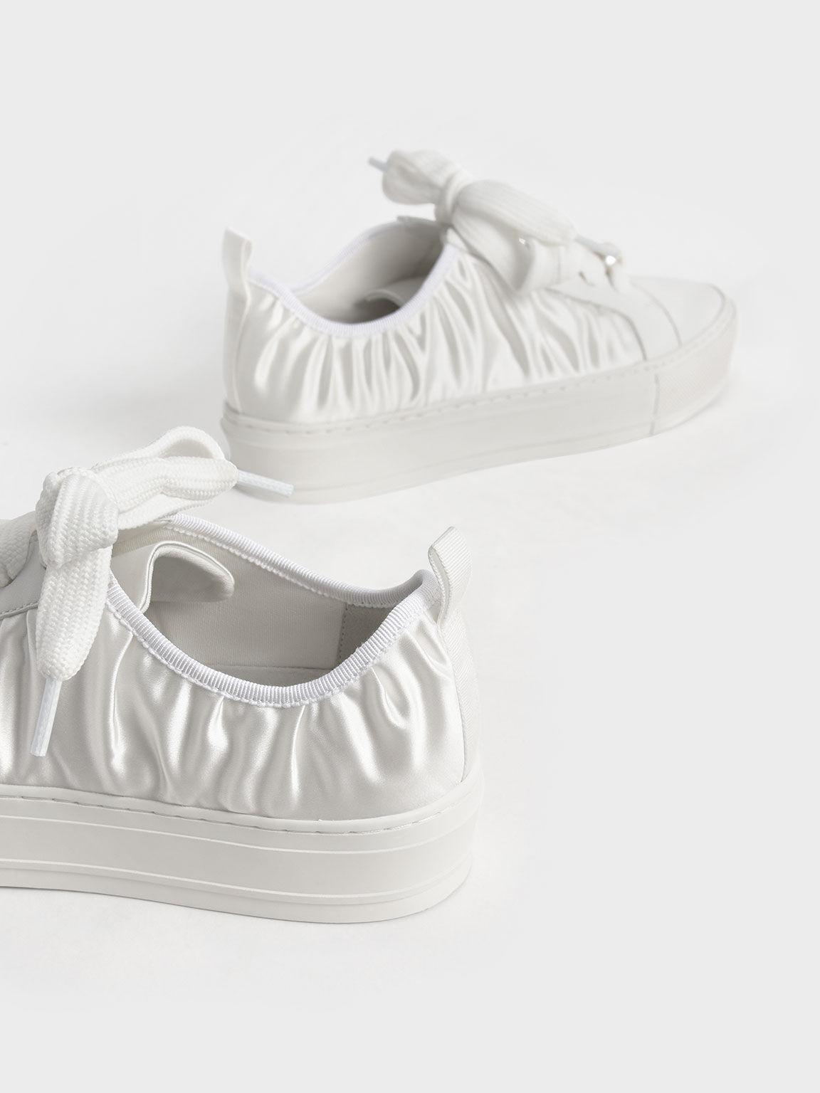 The Bridal Collection: Sneakers Blythe Leather & Satin Bead-Embellished, White, hi-res