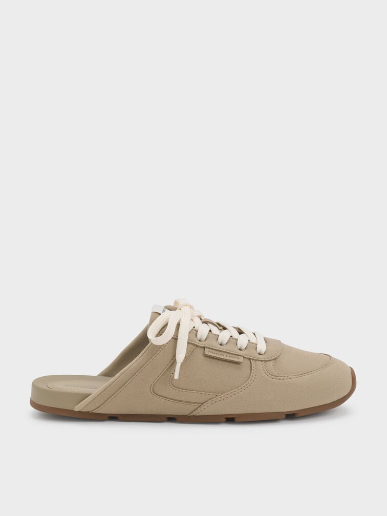 Sneakers Slip-On Lace-Up, Taupe, hi-res