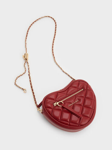 Tas Selempang Quilted Heart Pafutto, Tomato Red, hi-res