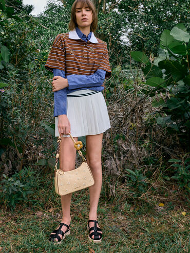 Tas Selempang Flower Philomena Raffia, Beige, hi-res