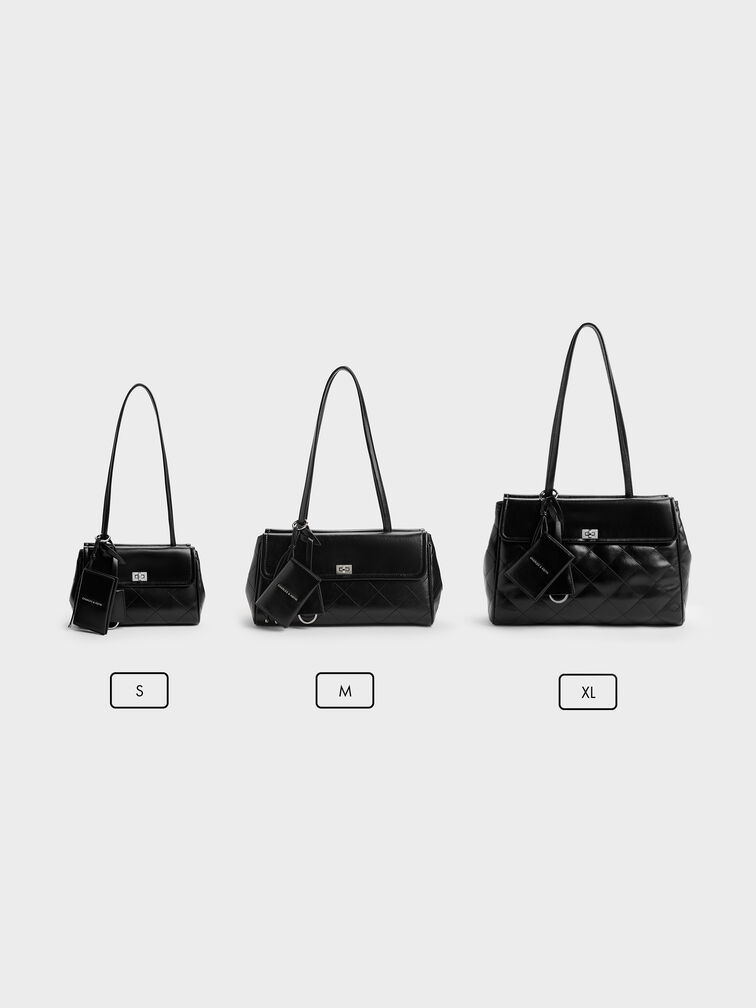 Tas Tote Quilted Apfra, Noir, hi-res