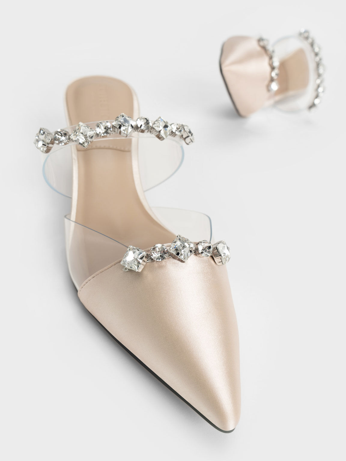 Sepatu Mules Glittered Gem-Embellished, Nude, hi-res