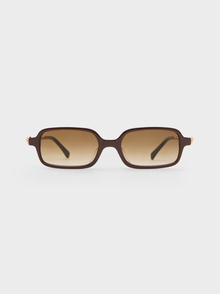 Sable Knot Rectangular Sunglasses, Espresso Brown, hi-res
