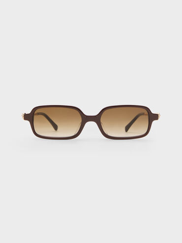 Sable Knot Rectangular Sunglasses, Espresso Brown, hi-res