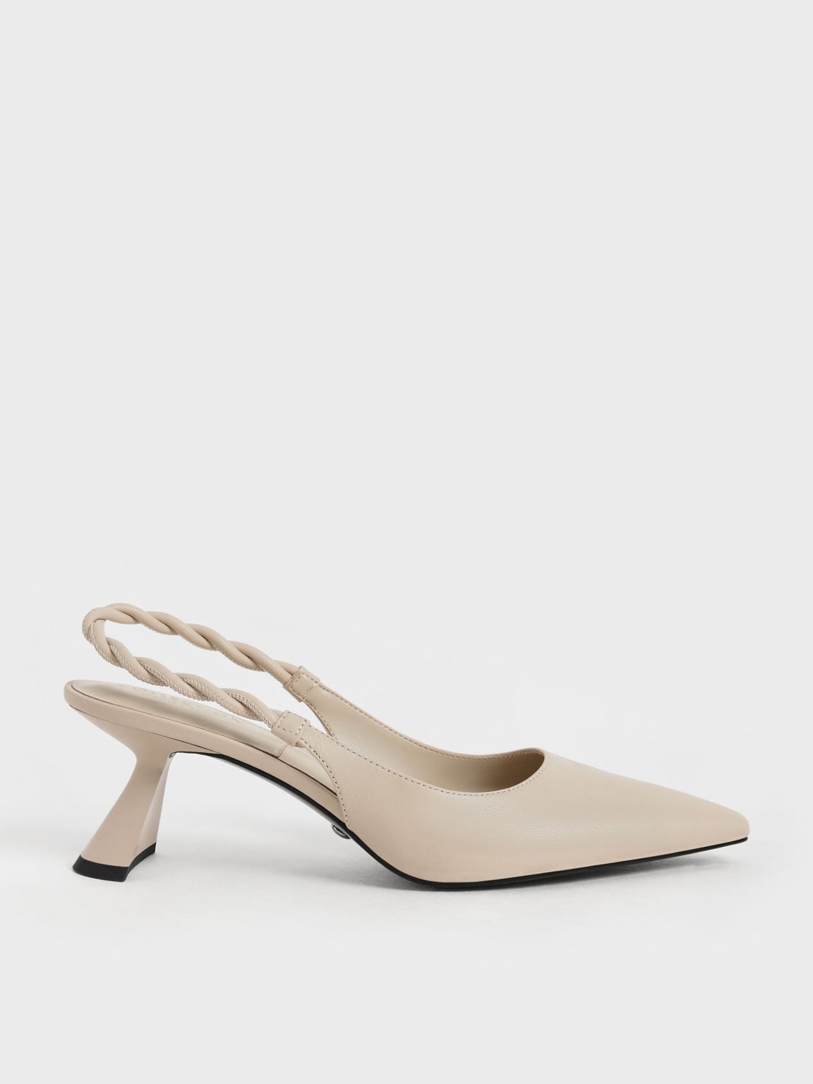 Beige Sepatu Pumps Leather Braided 