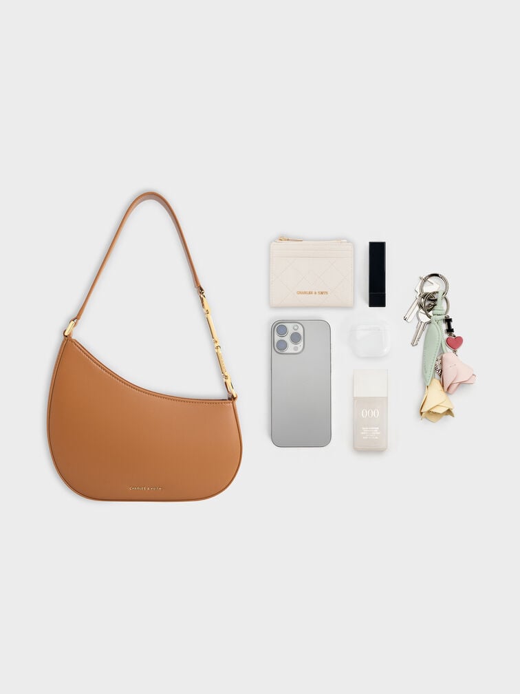 Tas Bahu Chain-Accent Agatha, Brown, hi-res