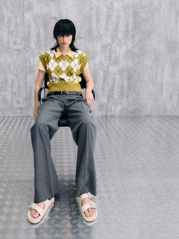 Gem-Buckle Double-Strap Sandals, Chalk, hi-res