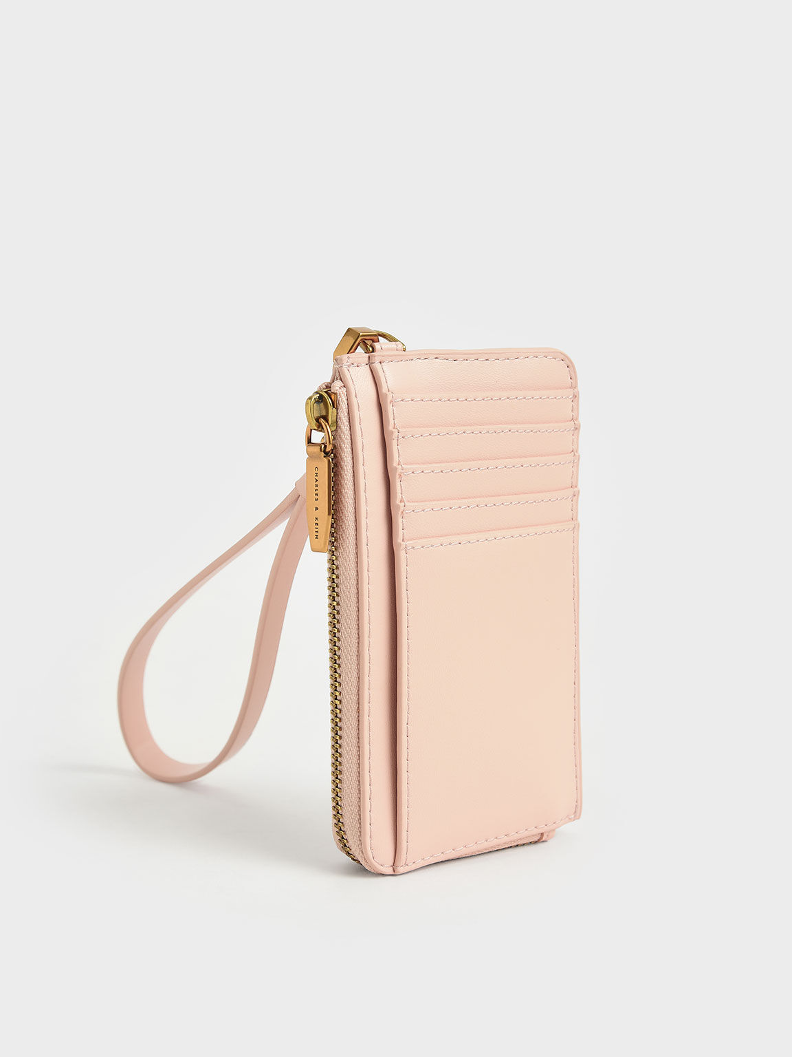 Dompet Kartu Linear Zip-Around, Light Pink, hi-res