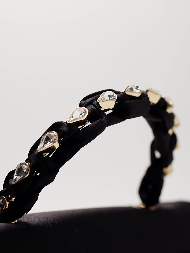 Eilian Satin Braided Top Handle Bag, Black, hi-res