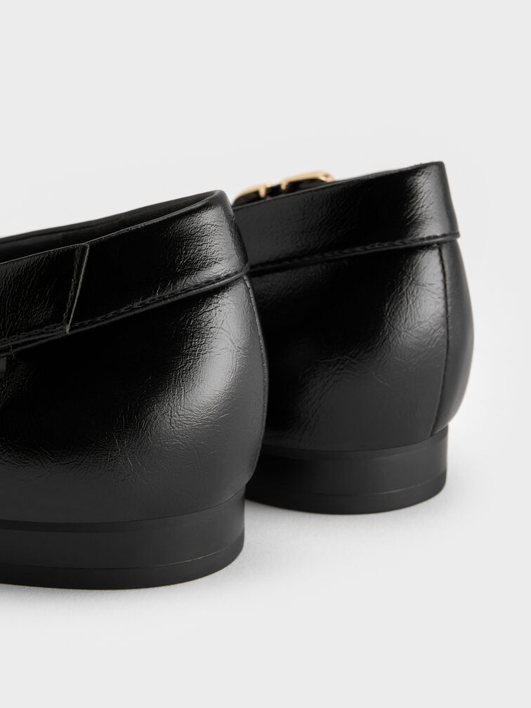 Buckled Cut-Out Ballet Flats, Black, hi-res