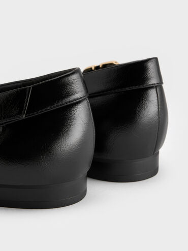Buckled Cut-Out Ballet Flats, Black, hi-res